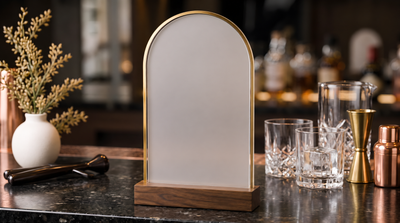 Blank acrylic wedding bar menu sign ready for personalization