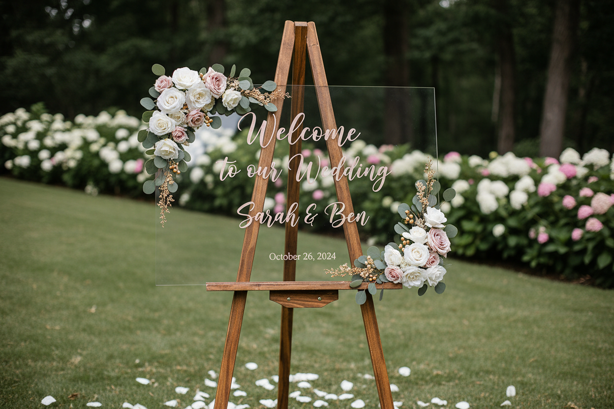 welcome wedding sign acrylic 